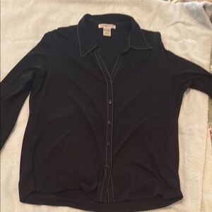 Notations Black Shirt with White Stitching